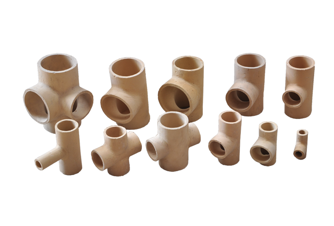 Casting of vitrified clay pipe-tee